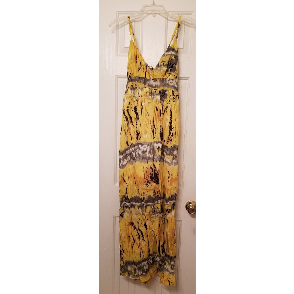 Yellow, black and white maxi dress